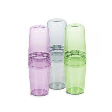 Imagem de Porta escova de dente e creme dental acrílico com tampa - transparente