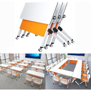 Imagem de Mesa De Conferência Dobrável, Mesa De Reunião Retangular Grande Para Escritório, Mesa De Diretoria Moderna Para 4 Pessoas, Mesa De Seminário De Treinamento De Sala D, 3pcs, 180 * 40cm