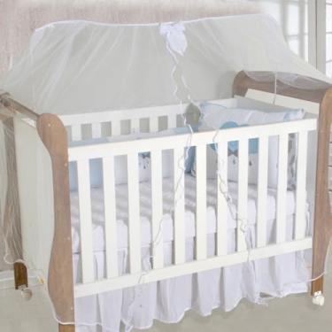 Imagem de Mosquiteiro para Berço Americano e Nacional, 4,5m x 1,5m, 100% Poliéster, com Laço Decorativo (Branco)