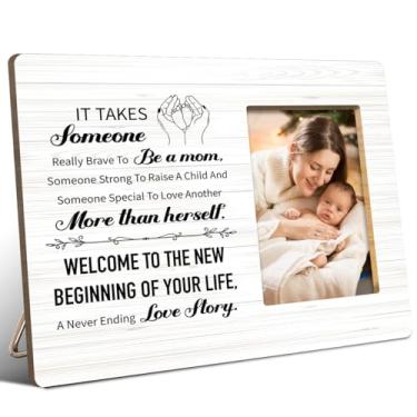 Imagem de JANLAN Porta-retrato para mãe nova, presente de mãe pela primeira vez, presente para a nova mãe, aniversário, Natal, Dia das Mães, It Takes Someone Really Brave to Be a Mom, serve para fotos de 10 x