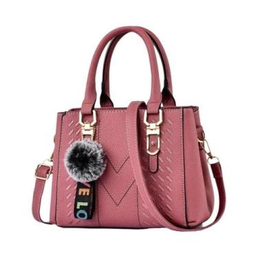 Imagem de Bolsa De Ombro Feminina Grande Capacidade Com Pingente De Bola De Pelo