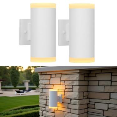 Imagem de ZUUKOLE Lanterna De Parede Externa, Luminária Externa À Prova D'Água Zuukole, Design Cilindro Iluminação Com Suporte Alumínio Antiferrugem, Luminárias Cima Para Baixo Varanda, Pátio Ou Garagem, Paco