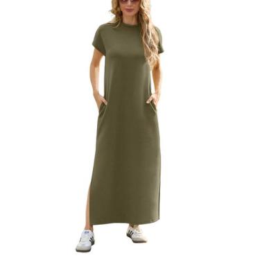 Imagem de Vestido longo feminino GRECERELLE, casual de verão, verde militar