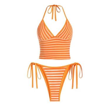 Imagem de Fatos de banho Tankini femininos ZAFUL com decote em V, controle de ba