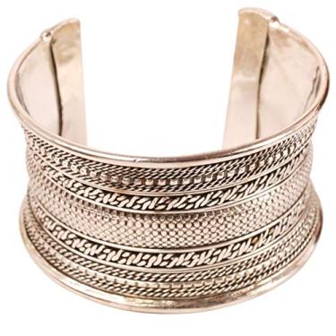 Imagem de Pulseira feminina Touchstone indiana Bollywood Desire feita à mão martelada com visual elegante e reforçado no pulso em estilo antigo