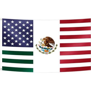 Imagem de Bandeira da Amizade Mexicana Americana, 10 x 1,8 m, bandeira do México, à prova de desbotamento, cor vívida, poliéster com ilhós de latão para ambientes internos e externos (B, 10 x 1,6 m)
