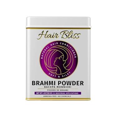 Imagem de Hair Bliss Natural Brahmi em pó/máscara capilar Bacopa Monnieri para cabelo e pele – antifrizz, cabelo brilhante, pele lisa | 12 sachês de condicionador de ervas (10 g cada) | Escova e bandeja