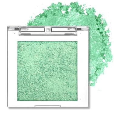 Imagem de Erinde Paleta de sombras Glitter Shimmer Sparkle, maquiagem de sombra de olhos com glitter verde, maquiagem monocromática única de longa duração, fórmula suave, vegana e livre de crueldade, C06 Summer