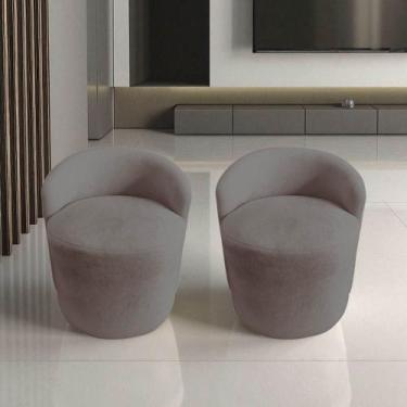 Imagem de Kit 2 Poltronas Decorativa Yara Orgânica Bouclé Capuccino - Mansão Dec