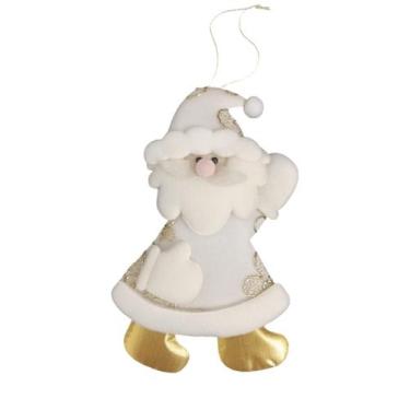 Imagem de Boneco Natalino Pendente 10x16cm Branco e Dourado - RIO MASTER / NEW W
