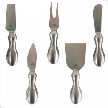 Imagem de Jogo Conjunto Inox 5 Peças Cortador de Queijo Com Espátula e Faca - 12