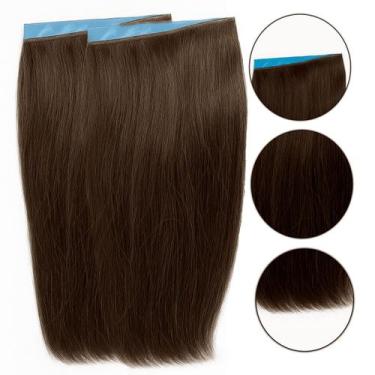 Imagem de Mega Hair Fita Adesiva castanho liso INVISIVEL 40cm 2 telas 20g - cabe