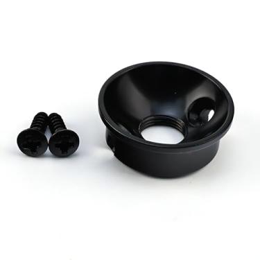 Imagem de OVSAL Placa de tomada para guitarra elétrica, liga de zinco, rosca métrica, placa de entrada e saída de eletrosocket, placa de tomada compatível com peças de reposição para guitarra elétrica Fender