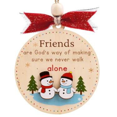 Imagem de Enfeite de Natal para amigos – Presente de boneco de neve "Friends are God's Way of Making Sure We Never Walk Alone" – Cristão para melhor amigo ou melhor amigo B75
