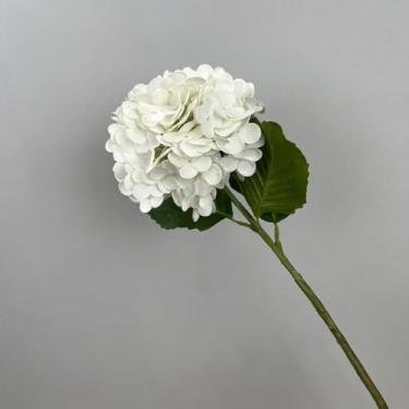 Imagem de 4 pçs/lote Flores Artificiais Hortênsia Decoração de Casamento Festa em Casa Arranjo de Flores Látex Hortênsia Floral (49 cm/Branco)