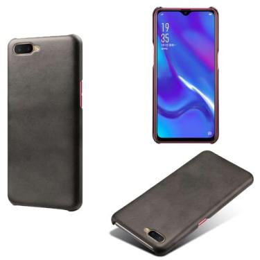 Imagem de Capa para OPPO R15X,Proteção contra quedas,Casca de volta de cor sólida simples,Design de couro de imitação de plástico-Black