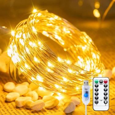 Imagem de Fairy Lights Minetom 66 pés 200 LED alimentado por USB com controle re