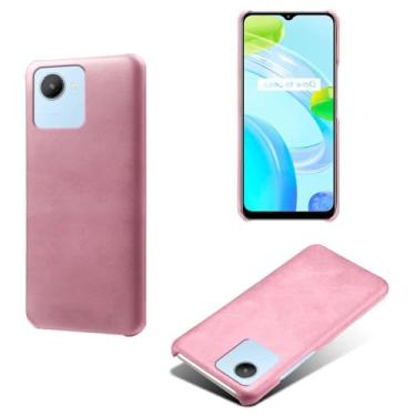Imagem de Capa para OPPO Realme C30 4G,Proteção contra quedas,Casca de volta de cor sólida simples,Design de couro de imitação de plástico-Pink