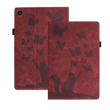 Imagem de Refilerss Capa para Samsung Galaxy Tab A9+ Plus 27.9 cm 2023 (SM-X210/ X215/ X216) Couro PU com suporte conveniente com proteção à prova de choque, capa flip com estampa de gato borboleta Galaxy Tab
