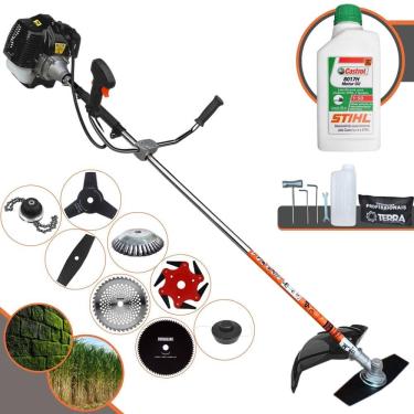 Imagem de Máquina de Cortar Grama Lateral À Gasolina Terra GRH520 52cc 2,5HP de Potência 6.500rpm Roçadeira Completa Com 8 Opções de Cortes + ÓLEO STIHL 8017 2T