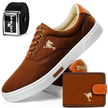 Imagem de Kit de Sapatênis Masculino Tênis Casual Polo Joy - Café, Café, 41