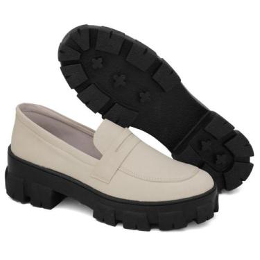 Imagem de Sapato Feminino Oxford Mocassim Casual Tratorado Confortável - Nude - 