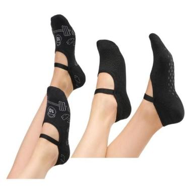 Imagem de Kit 2 pares Sapatilha Antiderrapante Esportiva Cia das Meias, Pretapes