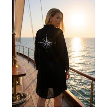 Imagem de Saída de Praia Manga Longa Estampada Com Bolso Chemise Dtf - Gisele Fr