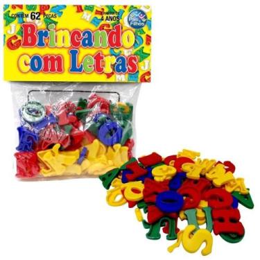 Imagem de Alfabeto Letras Brinquedo Pedagógico 62 Peças Plástico - Oba Oba