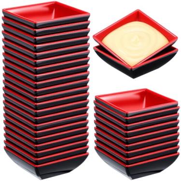 Imagem de XLIUAX 30 tigelas de molho, mini pratos de molho de soja, tigela de pitada, copos de servir, prato lateral de restaurante, suprimentos, para condimento, ketchup, churrasco, sobremesas, tábua de