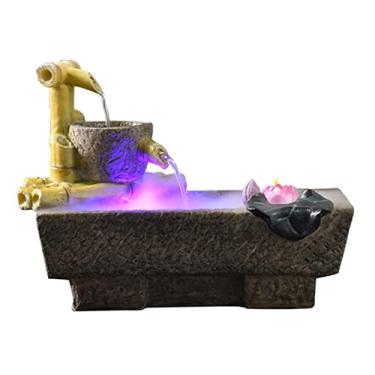 Imagem de XFNVXC Fonte decorativa interna de mesa ornamento de fonte de água para escritório, paisagem, fonte de água, umidificador, casa, interior, mesa, fonte, rochoso, casa