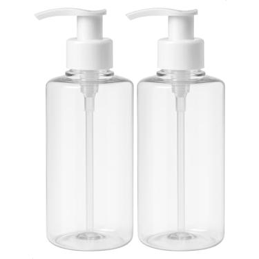 Imagem de Kit 2 Saboneteira Pump Refil Frasco Cilindrico 500ml Creme Shampoo Sabão Liquido Sabonete