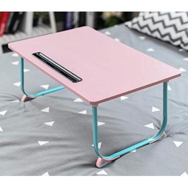 Imagem de P9IDEDFH Mesa dobrável e removível para computador portátil, mesa de computador portátil, mesa preguiçosa, design de mesa pequena (cor: preto)