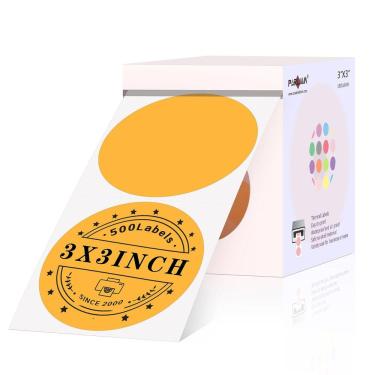 Imagem de Etiquetas térmicas PARLAIM redondas 7,62 cm laranja 500 unidades