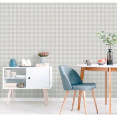 Imagem de Papel De Parede Essential Xadrez Vichy Cor Cinza Claro Es98133