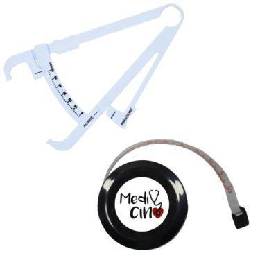 Imagem de Kit Avaliacao Fisica Medir Gordura Corporal Fita Metrica Imc Adipometr