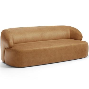Imagem de Sofá 2 Lugares Curvo Orgânico Para Sala Living 150cm Barolo L06 Couríssimo Camel - Lyam Decor
