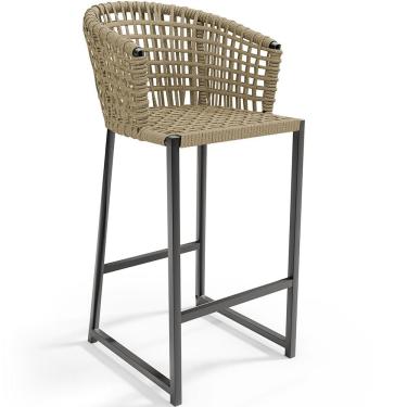 Imagem de Banqueta Decorativa Para Área Gourmet Cozinha Varanda Corda Náutica Porto D04 Bege - Lyam Decor