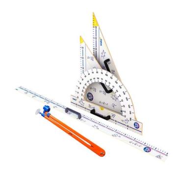 Imagem de Kit Geométrico para Professor Régua 1m Transferidor e Esquadros para Q