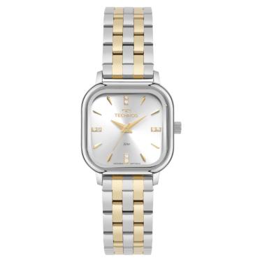 Imagem de Relógio Technos Feminino Ref: Gl32bc/1k Retangular Bicolor