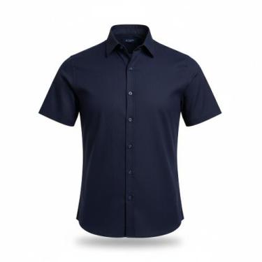Imagem de Camisa Social Masuclina Linho Manga Curta Slim Fit - Mitchelgutto, Azu