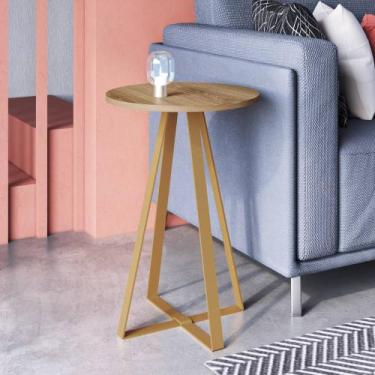 Imagem de Mesa Lateral de Apoio com pés metálicos 40X40cm Complementos Artesano,