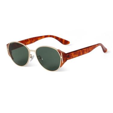 Imagem de Óculos de sol ovais vintage da moda para mulheres e homens, luxo, retrô, clássico, tartaruga, verde (5)