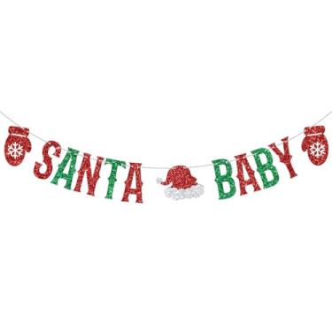 Imagem de Faixa de Papai Noel, Chá de Bebê de Natal, Natal Oh Baby, Xmas Winter Wonderland Chá de Bebê Revelar Decoração de Festa de Aniversário Suprimentos