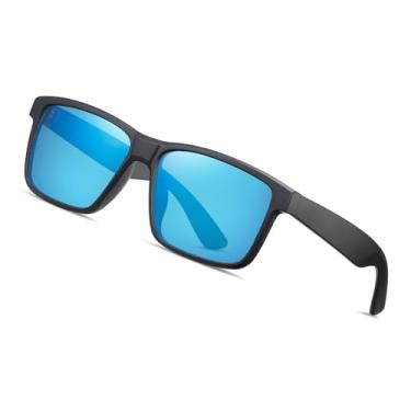 Imagem de Óculos de sol polarizados masculinos grandes esportivos para corrida, pesca, golfe SY6079, Armação cinza | Lente espelhada azul, Normal