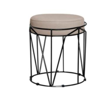 Imagem de Puff Aramado Com Armação Preto Em Tecido Suede Para Sala