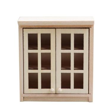 Imagem de Armário de exibição de móveis de casa de bonecas em miniatura de madei