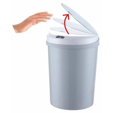 Imagem de Lixeira Automática Redonda 12 Litros Com Sensor Cinza