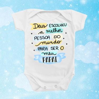Imagem de Body de Bebê Roupinha Deus Escolheu a Melhor Pessoa Papai Menino Prese