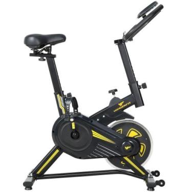 Imagem de Bicicleta Spinning Mecânica Wonderfit Go Amarela Roda De Inercia 4kg (